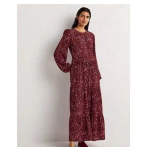 BODEN TIERED Floral Maxi Dress -Green/pink